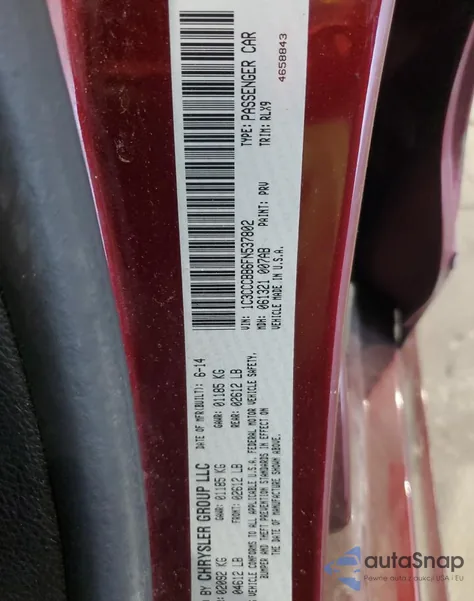 2015 Chrysler 200 S из США, поврежденный, VIN 1C3CCCBB6FN537802